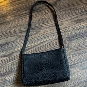 Elegant Black Patterned Shoulder Bag